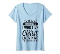 Mujer Cristo Vive en mí - Verso bíblico Inspirador Cristiano Camiseta Cuello V