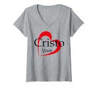 Mujer Cristo Vive, Jesus Christian Bible Verse Sayings, Faith Camiseta Cuello V