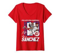 Mujer Cristopher Sánchez | Jugador Profesional de Filadelfia | MLBCSA203M Camiseta Cuello V
