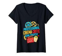 Mujer Crítico de Cine Profesional en Servicio Retro Movie Buff Camiseta Cuello V