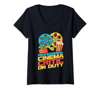 Mujer Crítico de Cine Profesional en Servicio Retro Movie Buff Camiseta Cuello V