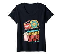 Mujer Crítico de Cine Profesional en Servicio Retro Movie Buff Camiseta Cuello V