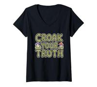 Mujer Croak Your Truth Whimsical Cute Mushroom Cottagecore Toad Camiseta Cuello V