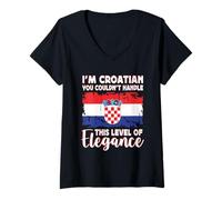 Mujer Croatia Flag Proud Elegant Croatian Boyfriend Girlfriend Camiseta Cuello V