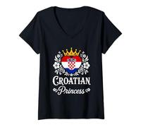Mujer Croatian Princess Croatia Flag Proud Croatian Girl Camiseta Cuello V