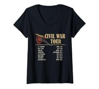 Mujer Cronología de la Gira de Batalla de la Guerra Civil Fechas de la campaña histórica EE. UU Camiseta Cuello V