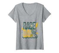 Mujer Cross Country Race Day Runner Pista y Campo Verde y Oro Camiseta Cuello V