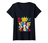 Mujer Crowned Queen Double Peace Retro Pop - Letrero de Arte gráfico Real Camiseta Cuello V