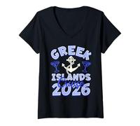 Mujer Crucero a Juego por Las Islas Grieg Camiseta Cuello V
