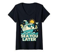 Mujer Crucero Barco - Vacaciones en el mar escapada al mar Camiseta Cuello V