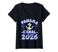 Mujer Crucero Grupo por el Canal de Panamá 2026 Camiseta Cuello V