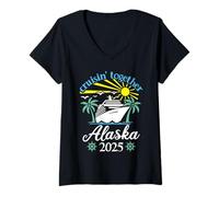 Mujer Crucero Juntos por Alaska: Divertido Crucero para Parejas 2025 Camiseta Cuello V
