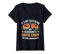 Mujer Crucero para Parejas a Juego con Dulces para Esposo y Esposa Camiseta Cuello V