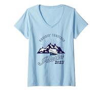 Mujer Crucero por Alaska 2025 Esencial para avistamiento de glaciares y Ballenas Camiseta Cuello V