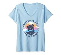Mujer Crucero por Las Islas Japonesas Y Viaje a Camiseta Cuello V