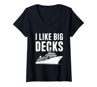 Mujer Crucero Vacaciones I Like Big Decks Funny Cruise Camiseta Cuello V