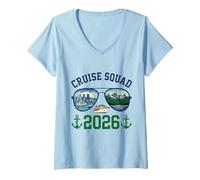 Mujer Cruise Squad Anchorage Viaje de Vacaciones a Alaska 2026 Camiseta Cuello V