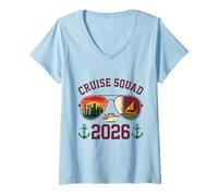 Mujer Cruise Squad Viaje de Vacaciones a Qatar 2026 Camiseta Cuello V