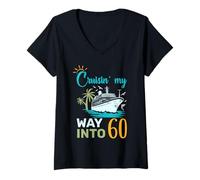 Mujer Cruisin my way into 60 Smooth Sailing Birthday Camiseta Cuello V