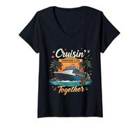 Mujer Cruisin 'Through Life Together Cruise Pareja de recién Casados Camiseta Cuello V