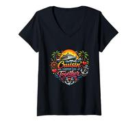 Mujer Cruisin 'Through Life Together Romántica Luna de Miel Tropical Camiseta Cuello V
