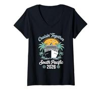 Mujer Cruisin Together Crucero Divertido para Parejas del Pacífico Sur 2026 Camiseta Cuello V