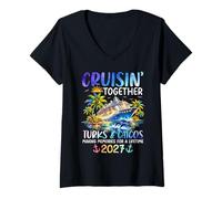 Mujer Cruisin Together Islas Turcas y Caicos 2027 Camiseta Cuello V