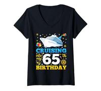 Mujer Cruising In My 65 Year Old Birthday Crew 65th Cruise Bday Camiseta Cuello V