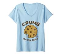 Mujer Crumb On My Face Funny Cookie Camiseta Cuello V