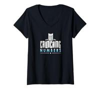 Mujer Crunchin Números Calculadora Matemáticas Humor Profesional Camiseta Cuello V
