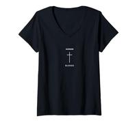 Mujer Cruz bendita Maldita - Fe Cristiana Minimalista Camiseta Cuello V
