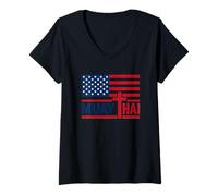 Mujer Cruz Cristiana, Dios Y Muay Thai; Bandera Estadounidense Y Camiseta Cuello V
