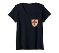 Mujer Cruz de Jerusalén - Deus Vult Camiseta Cuello V
