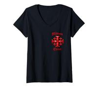 Mujer Cruz de Jerusalén: Soldado de Cristo - Caballeros Templarios Camiseta Cuello V