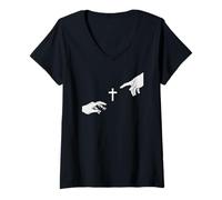 Mujer Cruz De Jesús Mediador Creación De Adán Dios Y Hombre Camiseta Cuello V