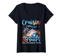 Mujer Cruzando 39 años, Pareja Que viaja en Crucero por el 39 Aniversario Camiseta Cuello V