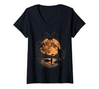 Mujer Cryptid Legends Paranormal Luna Folklore Misterio Camiseta Cuello V