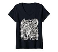 Mujer Cryptids y Criaturas míticas Fantasía Arte Camiseta Cuello V
