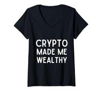 Mujer Crypto Made Me Wealthy Cryptocurrency Trading Blockchain Camiseta Cuello V