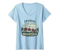 Mujer Crystal Mountain - Góndola con diseño Retro del Monte Rainier Camiseta Cuello V