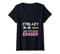 Mujer Ctrl Z Lo Siento, eso se Llama Borrador Humor Escolar divert Camiseta Cuello V