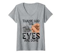 Mujer Cuadro en Miniatura Gracioso con Texto en inglés Thank God The Eyes Are D Camiseta Cuello V