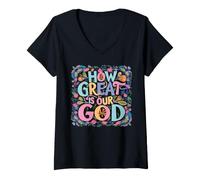 Mujer Cuán Grande es Nuestro Dios Camiseta Cuello V