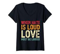 Mujer Cuando el odio es fuerte El amor debe ser más fuerte Parejas Marido Esposa Camiseta Cuello V
