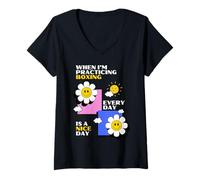 Mujer Cuando estoy practicando boxeo cada día es un buen día, lindo Camiseta Cuello V