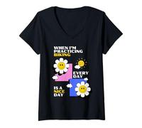 Mujer Cuando estoy practicando ciclismo todos los días es un buen día, lindo Camiseta Cuello V