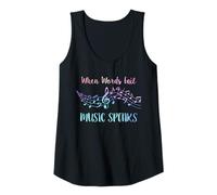 Mujer Cuando las palabras fallan la música habla músico Camiseta sin Mangas
