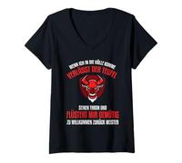 Mujer Cuando llego al Infierno, el Diablo Sale de su Trono Camiseta Cuello V