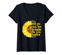 Mujer Cuando no Puedes Encontrar el Sol, sé el Girasol del Sol Camiseta Cuello V