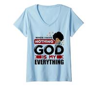 Mujer Cuando no Tengo Nada Dios Cristiano Hombres Mujeres Crisitanos Camiseta Cuello V